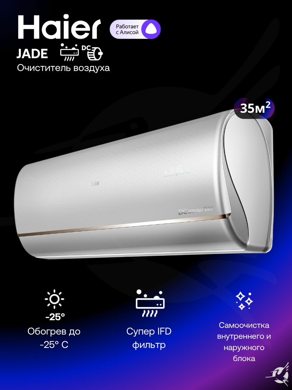 Инверторная сплит-система Haier Jade AS35S2SJ2FA-S / 1U35MECFRA на 35 м²