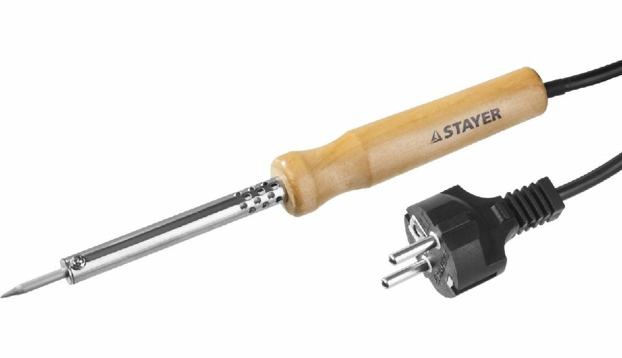 Электропаяльник STAYER Maxterm 40Вт 220В конус деревянная рукоятка с заземлением