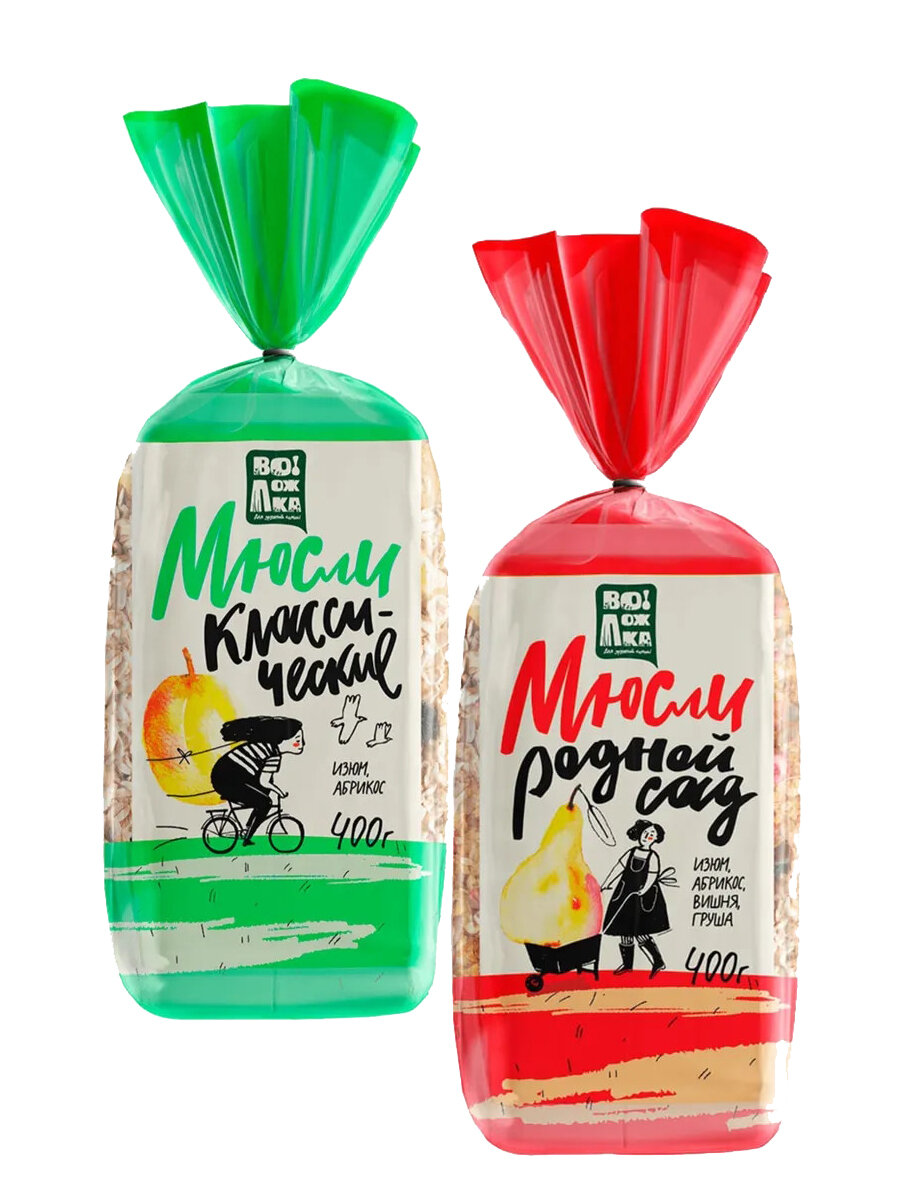 Мюсли 2 шт по 400г (изюм, абрикос), (изюм, абрикос, вишня, груша)