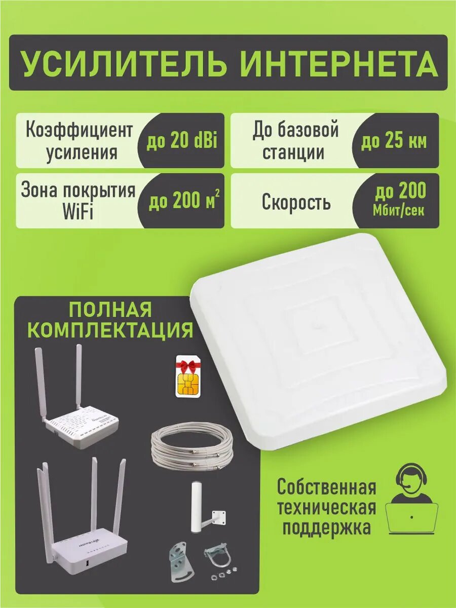 Комплект усиления интернета для дачи с антенной 3G 4G LTE