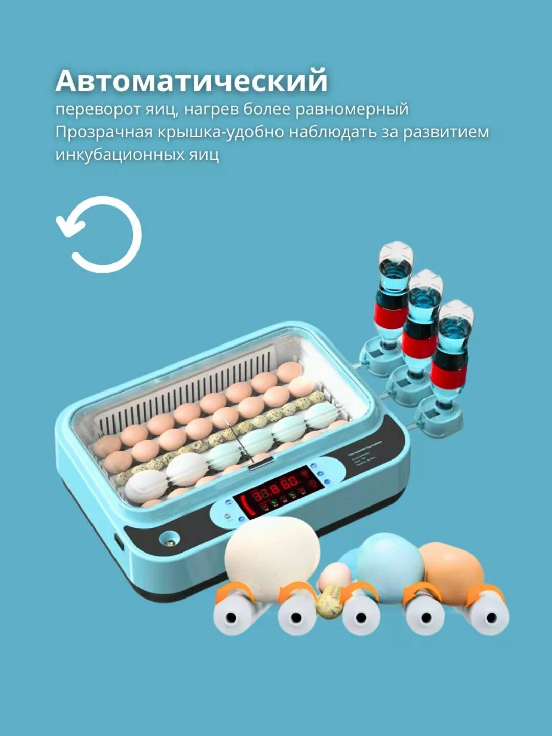 Умный инкубатор для яиц 36, автоматический, с переворотом, контроль температуры — фото 1