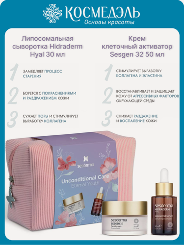Изображение товара Набор для лица Sesderma Sesgen 32 Unconditional Care: сыворотка Hidraderm Hyal 30 мл + крем Sesgen 32 50 мл