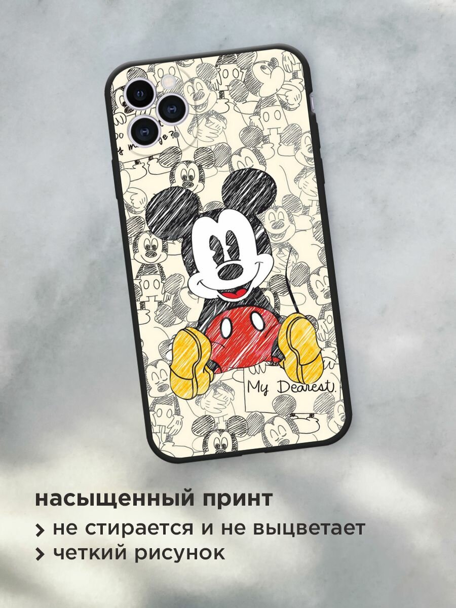 Черный матовый чехол на Apple iPhone 11 Pro / Айфон 11 Про с принтом "Микки Маус" — фото 1