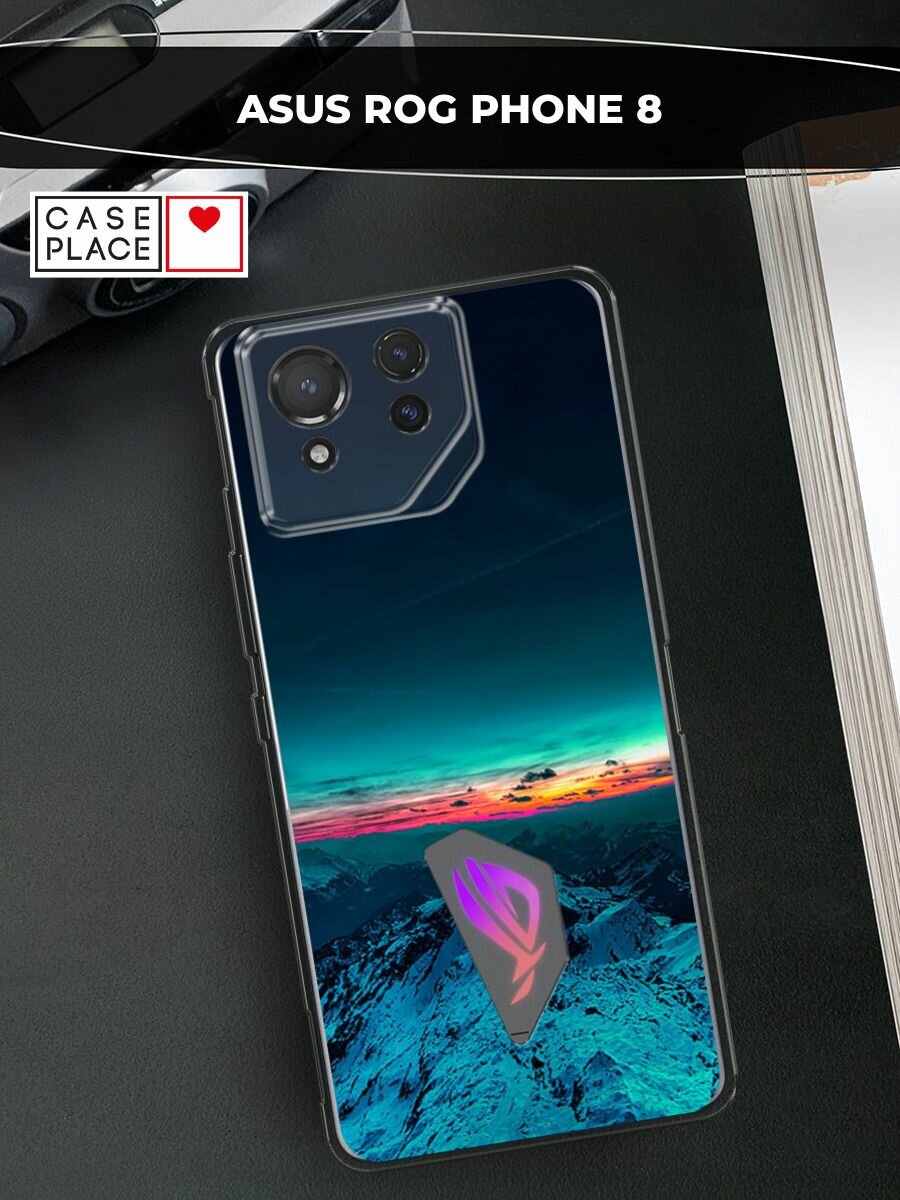Чехол на Asus ROG Phone 8 / Асус Рог Фон 8 с принтом "Закат в горах"