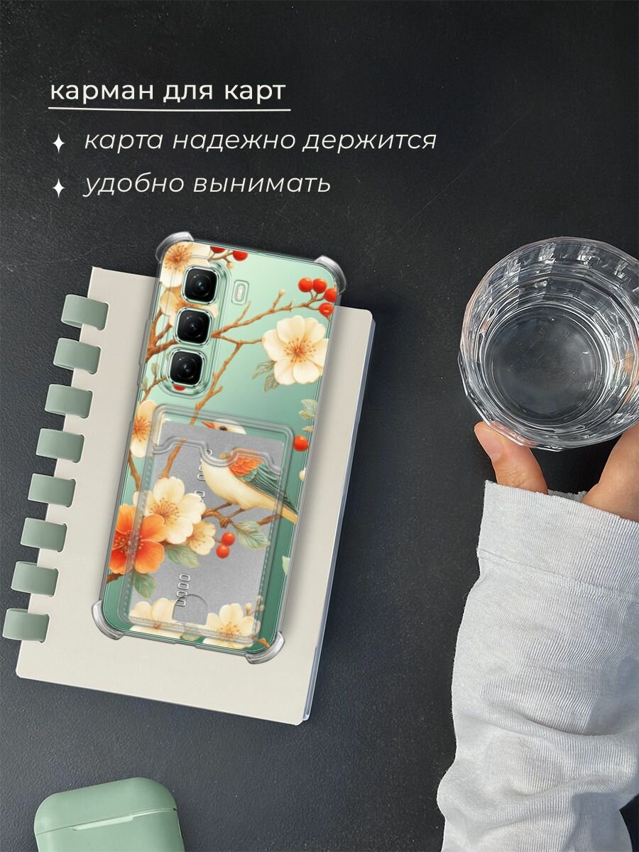 Чехол на Infinix Hot 50 4G (Инфиникс Хот 50 4G) с картой и принтом "Красивая фреска 2" — фото 1