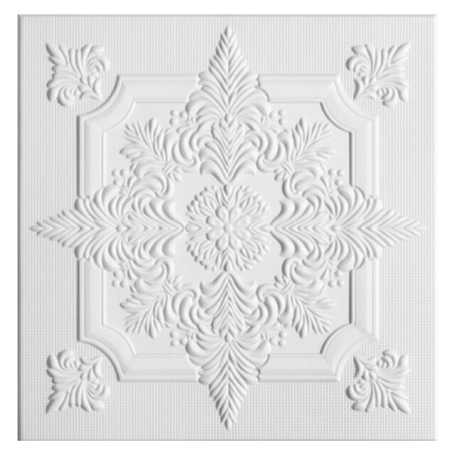 Плита потолочная солид экструдированная 50х50см 2 кв. м. 8шт белая арт. С2056