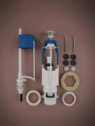 Изображение товара Арматура для бочка унитаза Укладс нижним подводом, однорежимная, кнопка хром 105.57.14.03