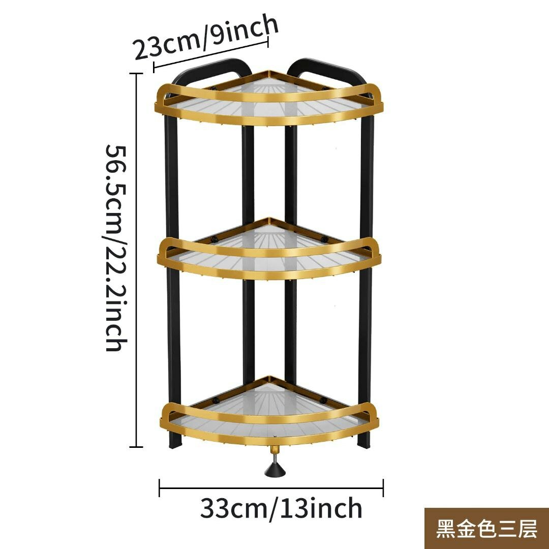 Угловая настенная полка-органайзер для ванной комнаты, для косметики, в золотой цвете