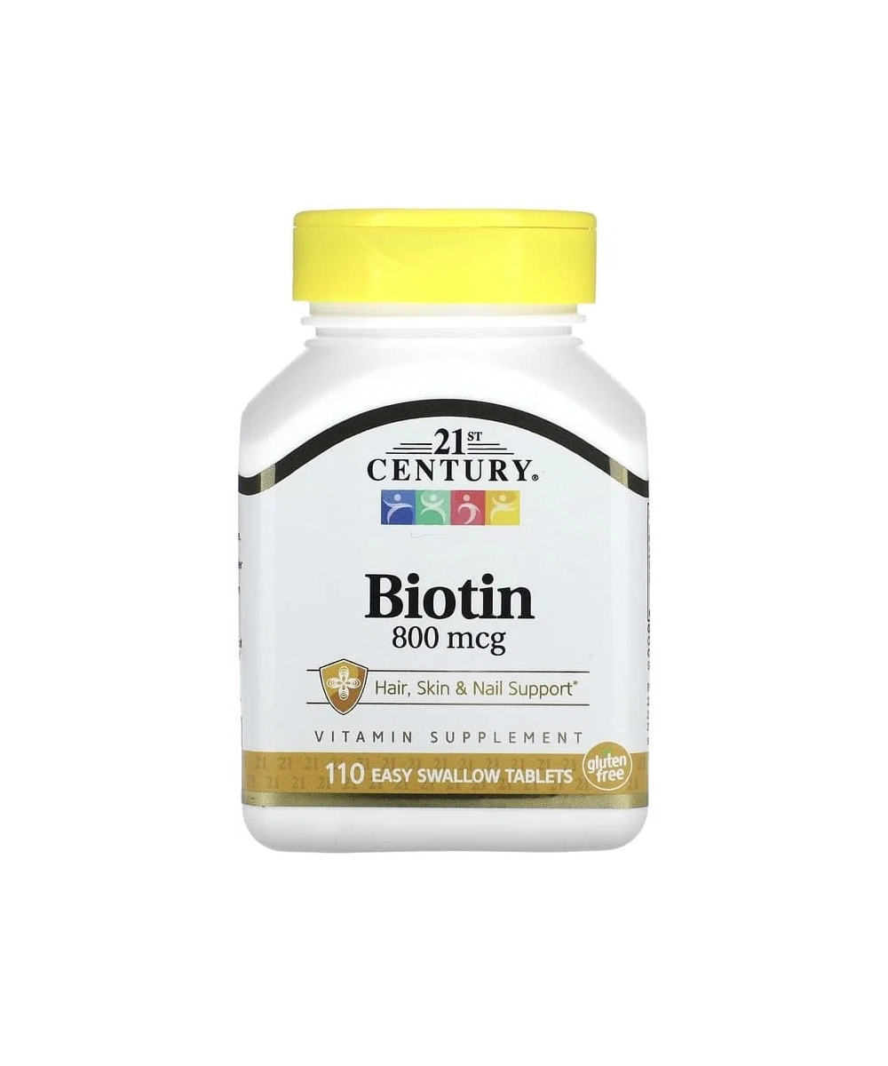21st Century Biotin, Биотин, для кожи, волос и ногтей 800 мкг 110 таблеток