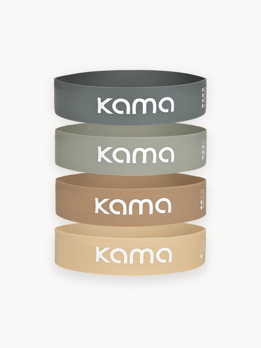 Резинки для фитнеса латексные, набор 4 шт, с чехлом, бежевые / Kama
