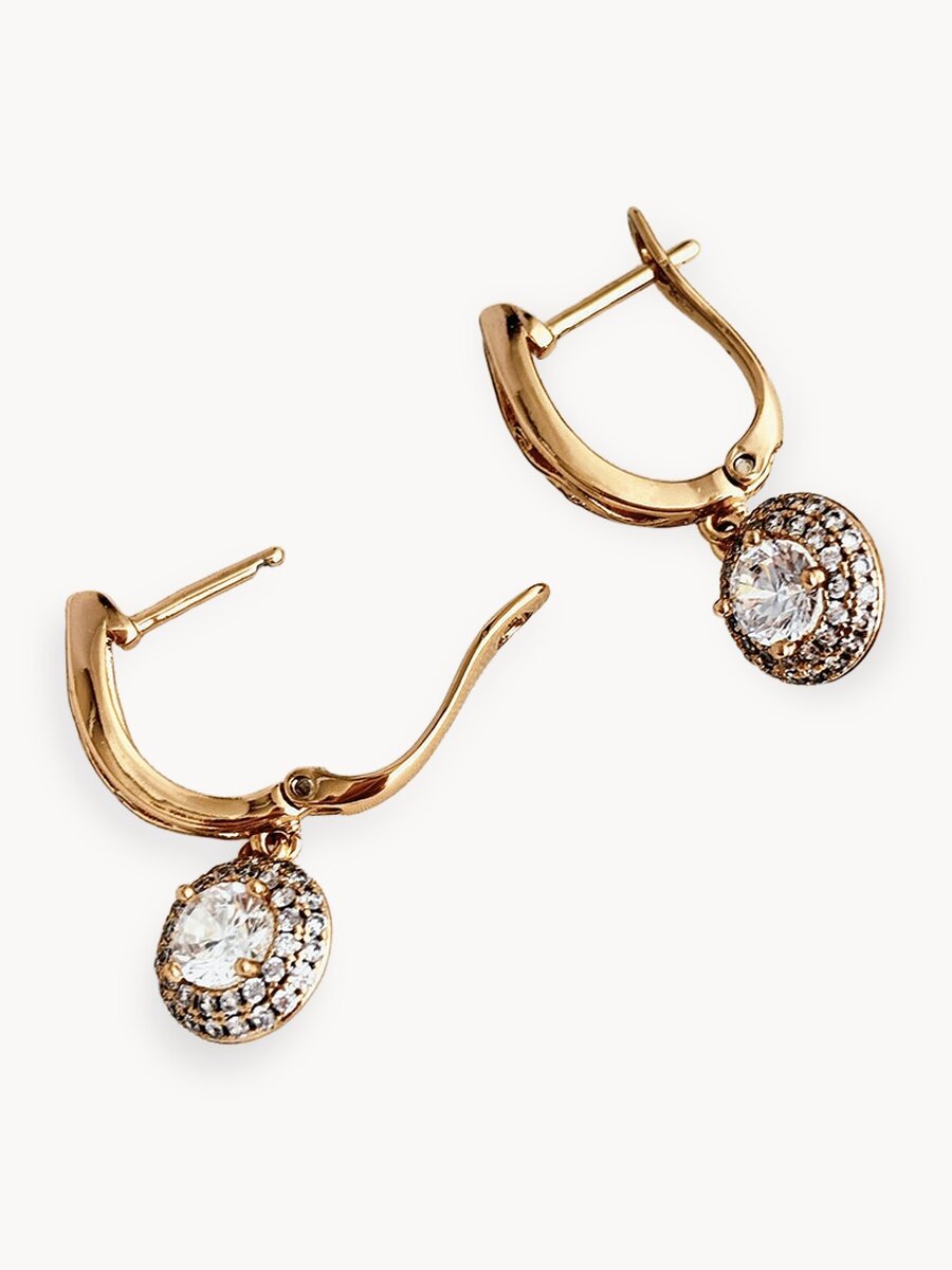 Серьги, кристалл, фианит, искусственный камень