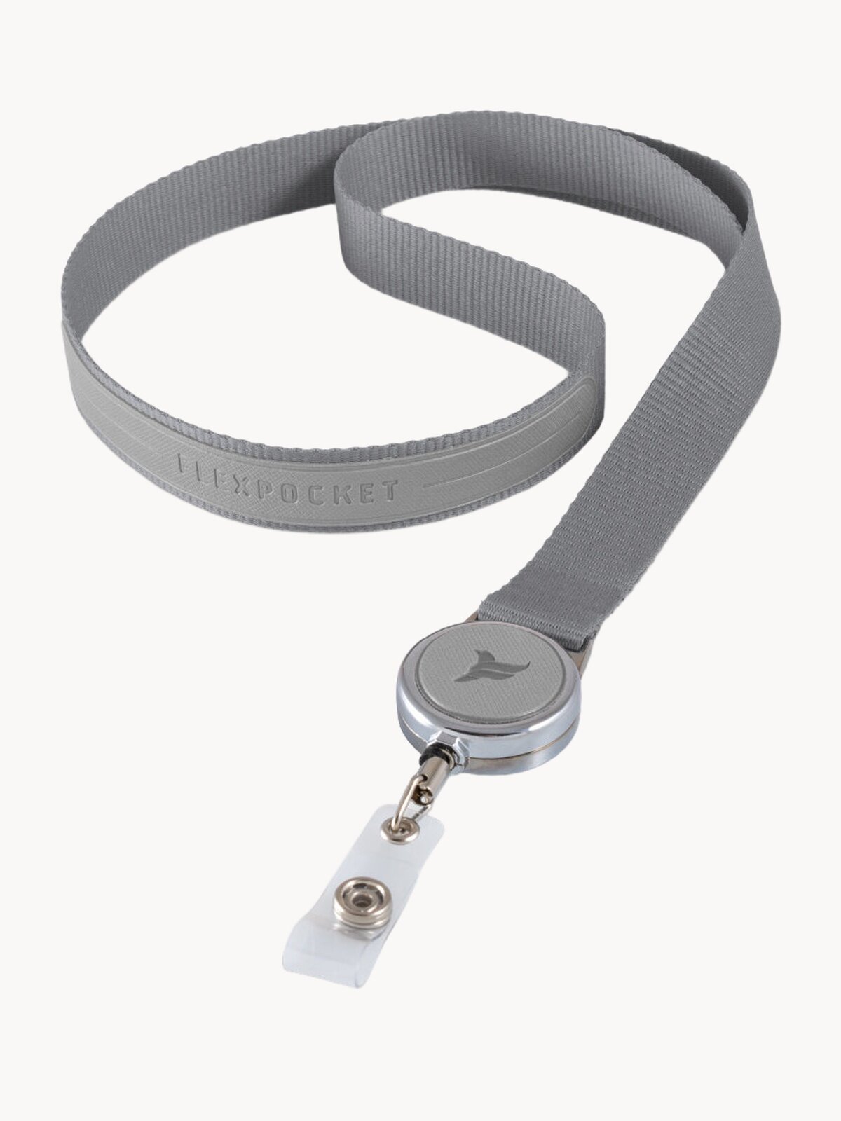 Лента для бейджа, держатель для бейджа с металлическим ретрактором рулеткой Flexpocket, цвет серый