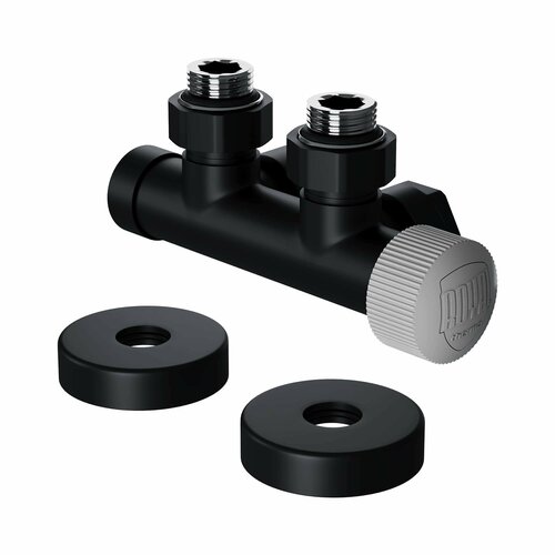 фото Узел нижнего подключения термостатический угловой royal thermo design pro 15мм м30х1,5 (черный)
