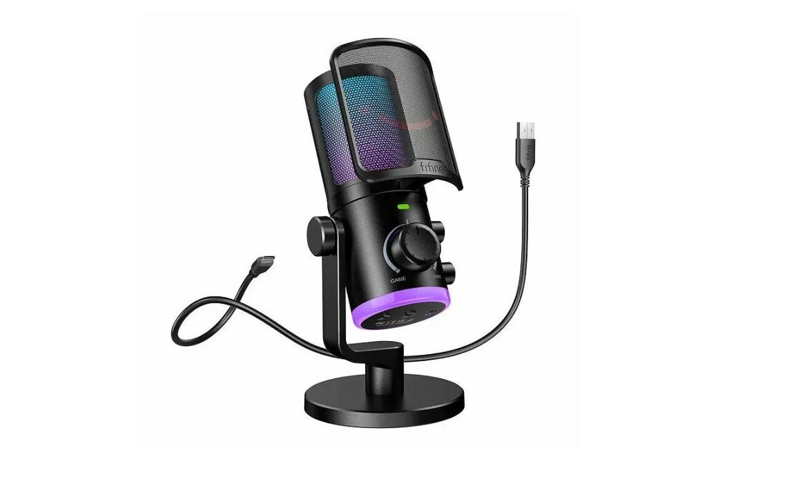 Микрофон проводной Fifine Ampligame AM6, разъем: USB Type-C, черный