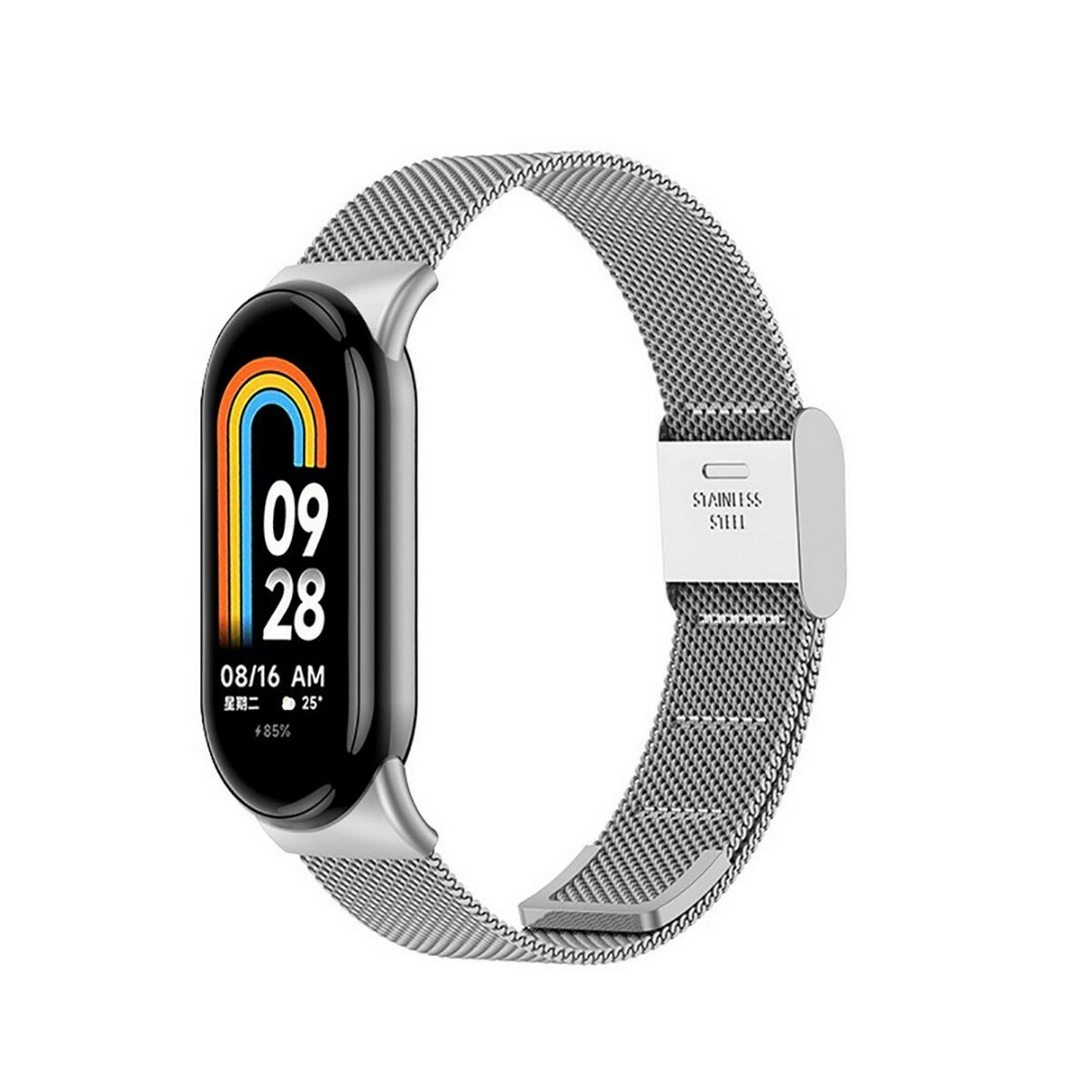 Ремешок из нержавеющей стали для фитнес-браслета Xiaomi Smart Band 9 / 9 NFS / Xiaomi Smart Band 8, серебряный