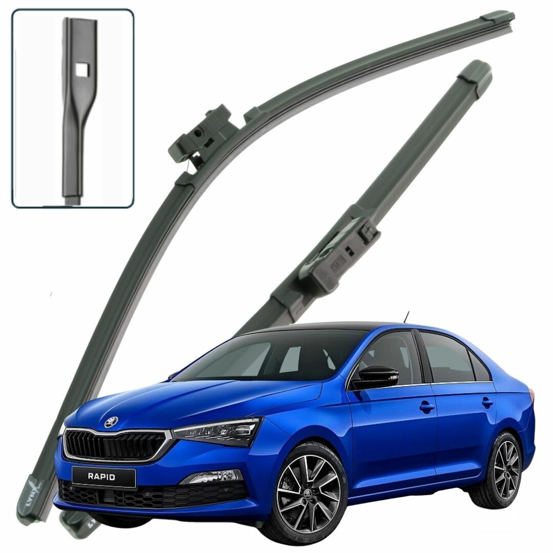 Дворники Skoda Rapid (2) NH3 / Шкода Рапид 2019 / 2020 / 2021 / 2022 Щетки стеклоочистителя бескаркасные автомобильные LYNXauto 600мм-400мм к-т 2шт.