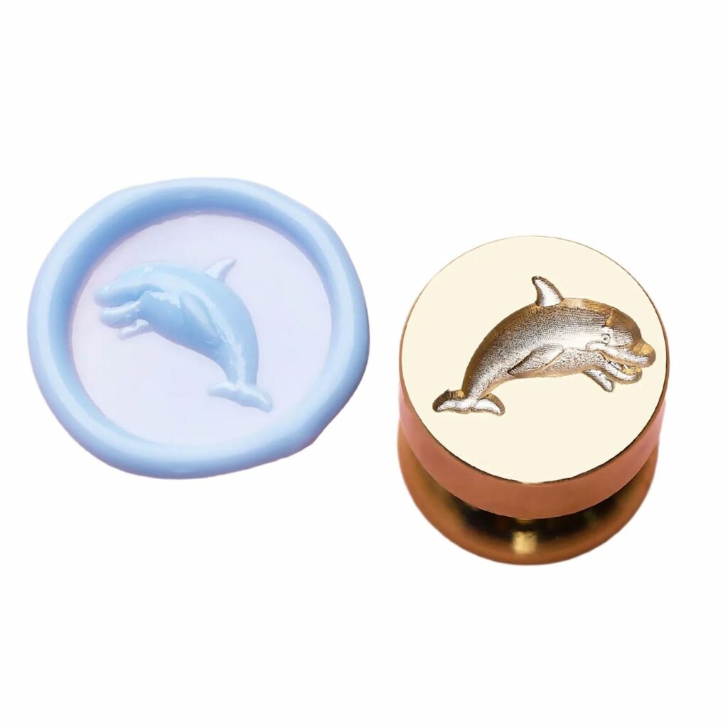 Миниатюрная тисненая сургучная печать с изображением дельфина