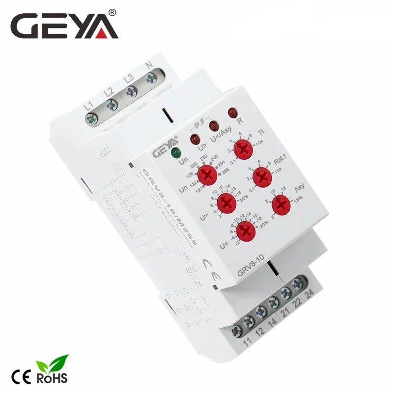 GEYA GRV8-10 новое 3-фазное реле контроля напряжения шириной 36 мм с временем сброса 0,1 с-10 с, GRV8-10 M265