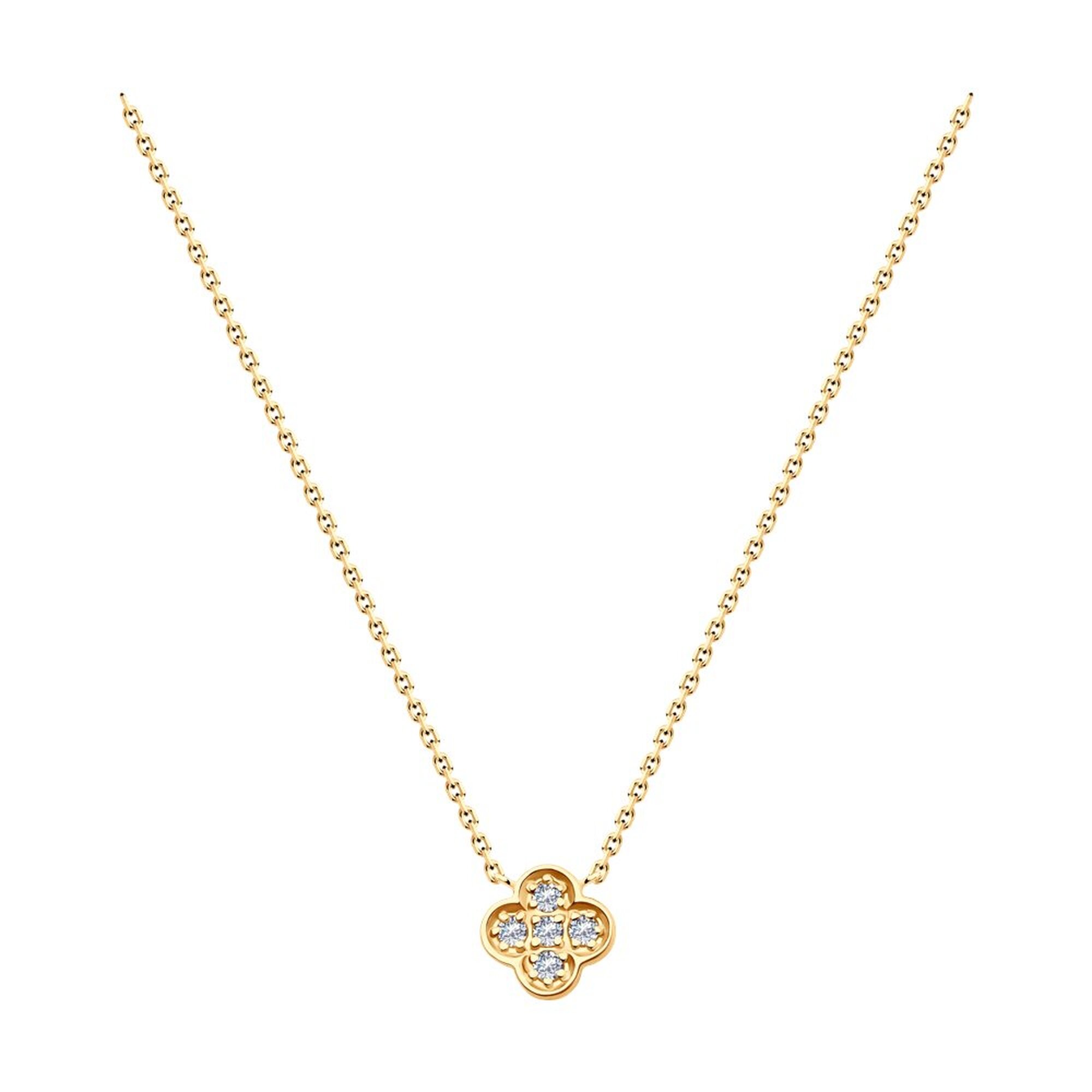 Колье Diamant online, красное золото, 585 проба, фианит