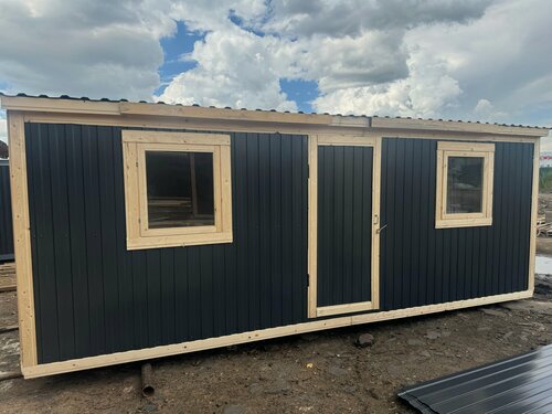 Изображение товара Бытовка распашонка цвет Темно-серый "Графит" утепленная размер 6х2.3 (снаружи профлист, внутри отделка оргалит, 2 окна)