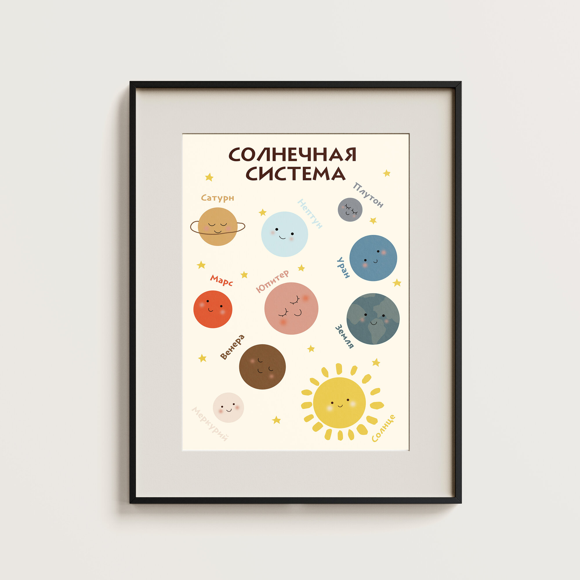 Постер детский обучающий MISHKA POSTER "Солнечная система", А3 / Детский подарок