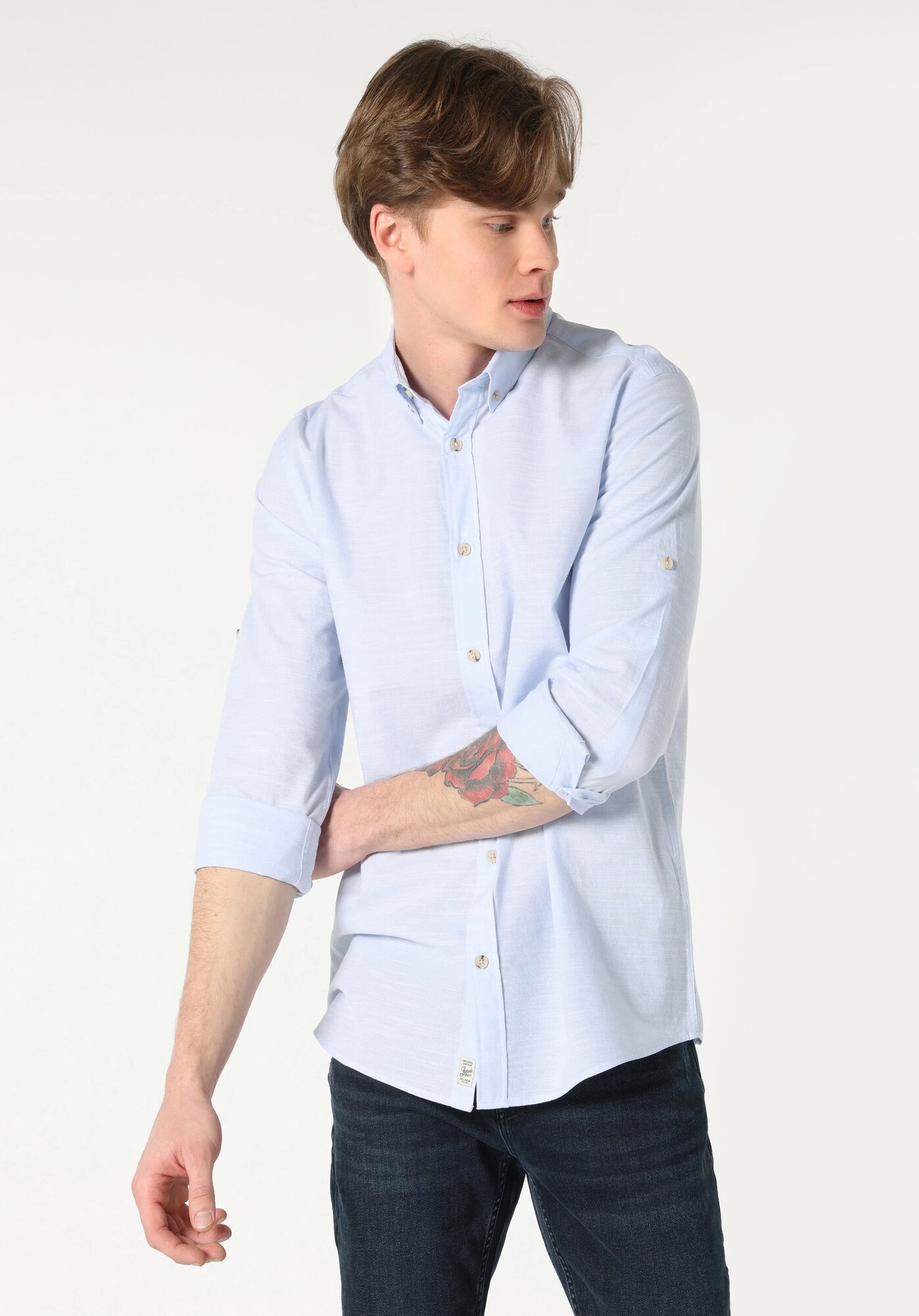 Рубашка COLIN'S Regular Fit, размер M, голубой