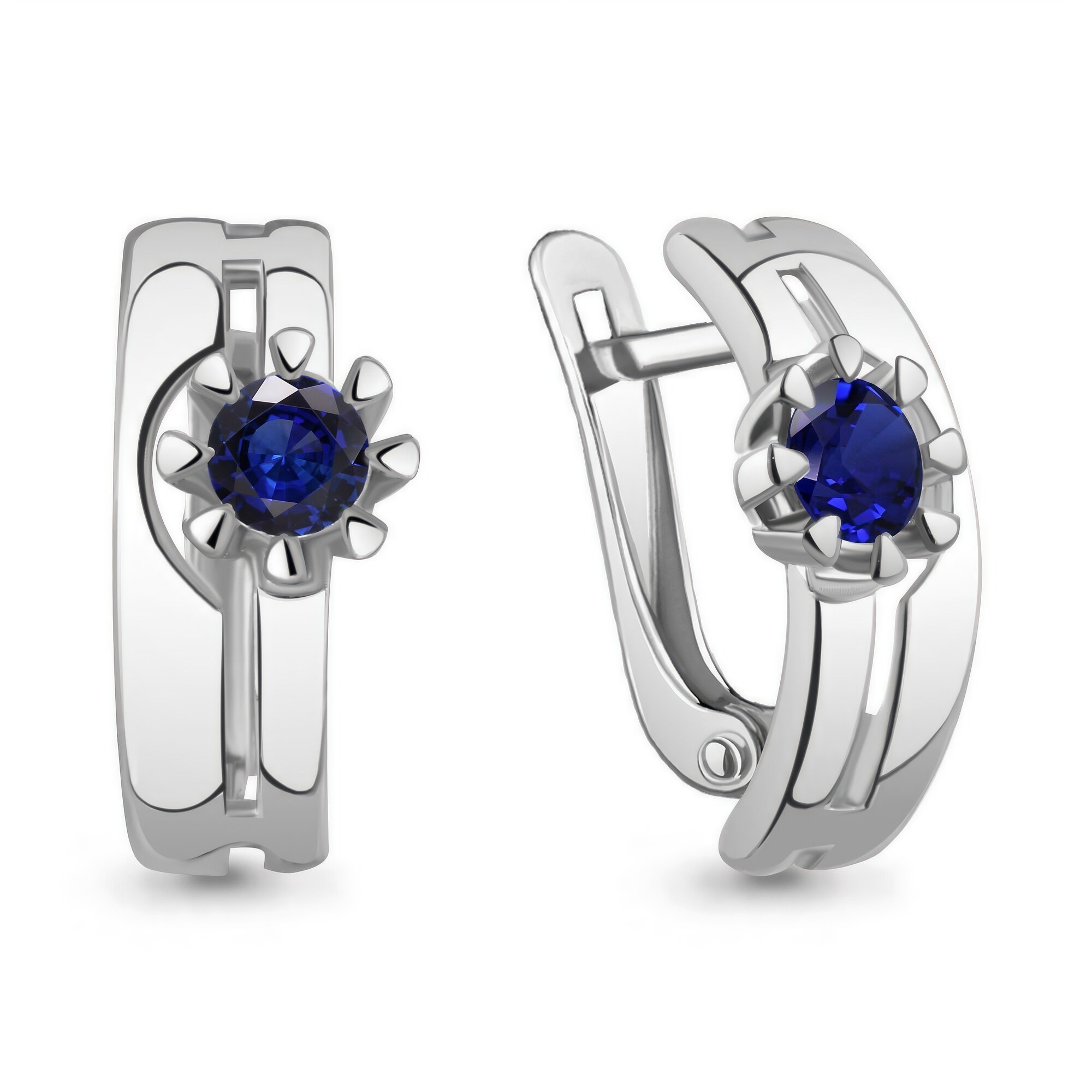 Серьги, серебро, 925 проба, родирование, сапфир синтетический