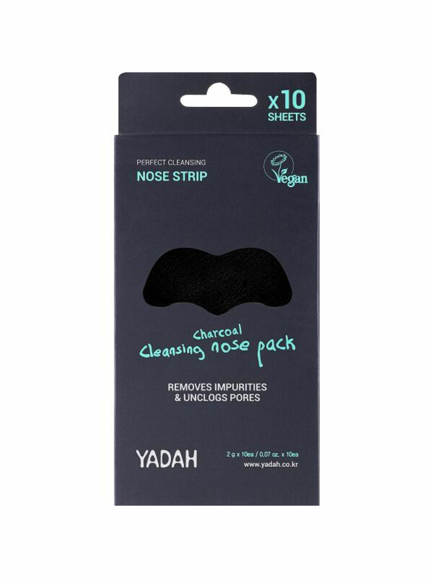 YADAH Угольные очищающие патчи для носа Charcoal Cleansing Nose Pack (10 шт)