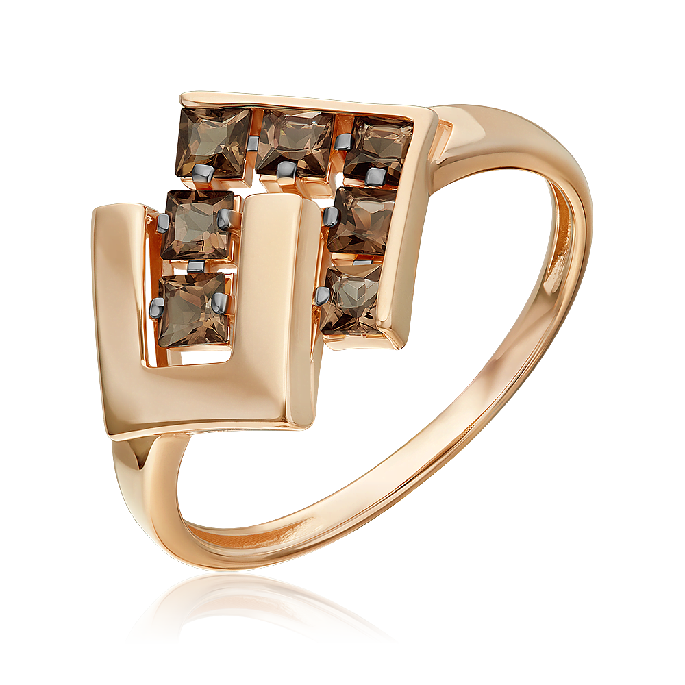 Кольцо PLATINA, красное золото, 585 проба, кварц