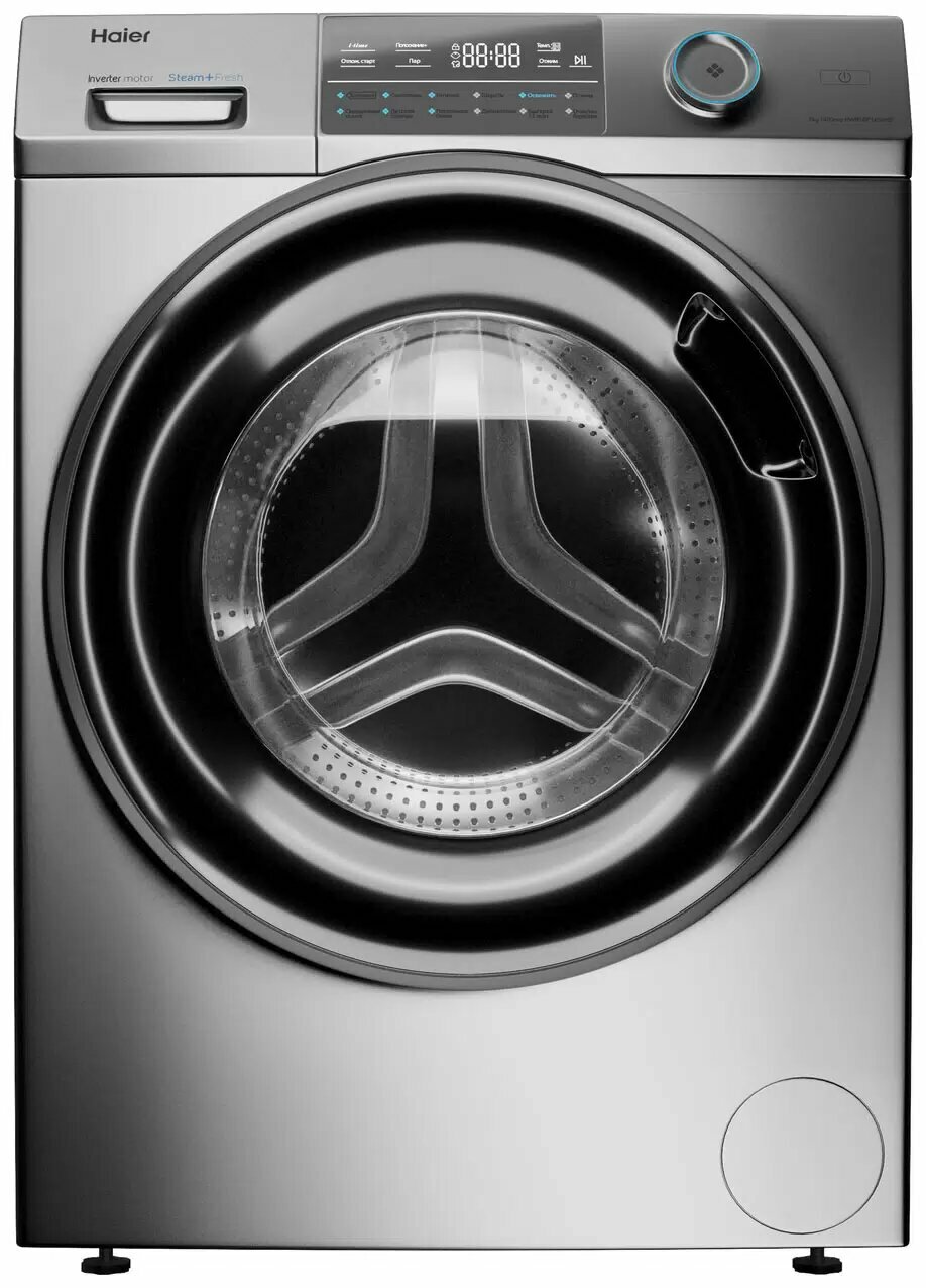 Стиральная машина Haier "HW80-BP14969BS", серебристая, с паром