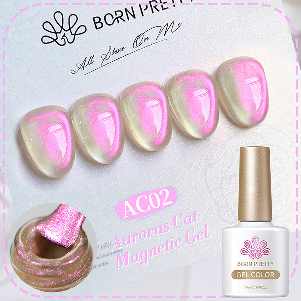 Born Pretty, Auroras Cat Magnetic Gel - светоотражающий гель-лак "кошачий глаз" AC-02 , 10 мл