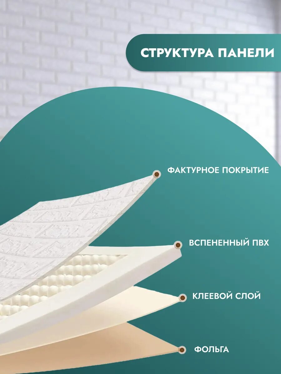 "Кирпич белый" 77х70 см 36 шт. Самоклеющиеся обои для стен ПВХ, для спальни，гостиную — фото 1