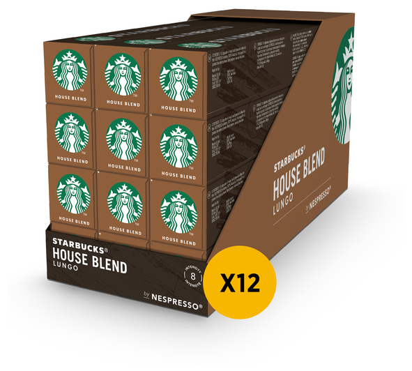 Кофе в капсулах Starbucks Nespresso Capsules House Blend Lungo Espresso, Старбакс в капсулах для кофемашины Неспрессо, эспрессо, 12 упаковок по 10 штук — фото 1