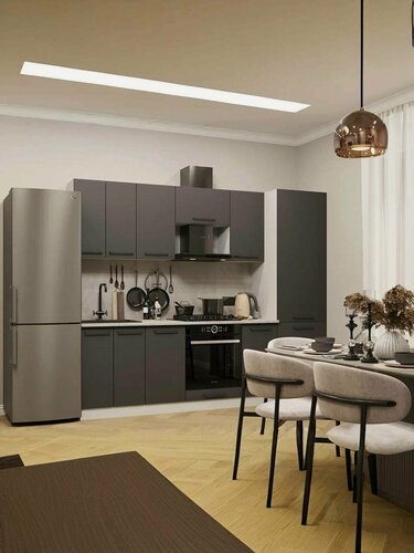 Изображение товара Модульная кухня прямая ЛДСП 2,6м графит со столешницей мебельный РАЙ 2.1