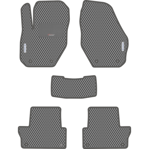 фото Автомобильные коврики eva для volvo xc60 i (2008-2017), с каучуковым подпятником и 2 эмблемами volvo, серые с серым кантом, ячейка - ромб carstar