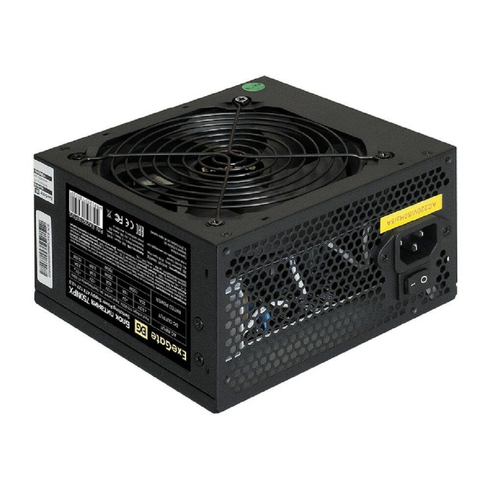 EXEGATE Блок питания EX292180RUS Блок питания 750W 750NPX ATX, 12cm fan, 24pin, 4pin, PCIe, 3xSATA, 2xIDE, FDD, black