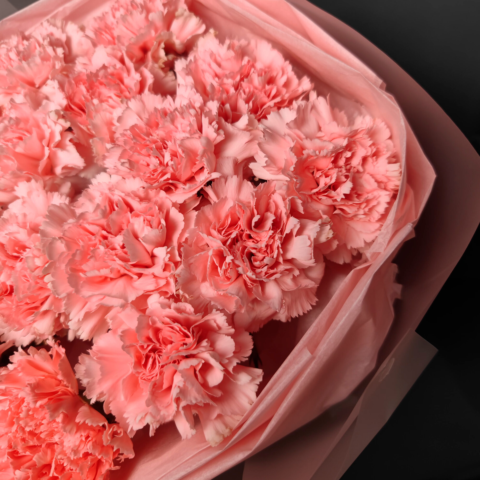 Цветы / Монобукет "Зефир", гвоздики, диантусы, пастельные розовые тона / — фото 1