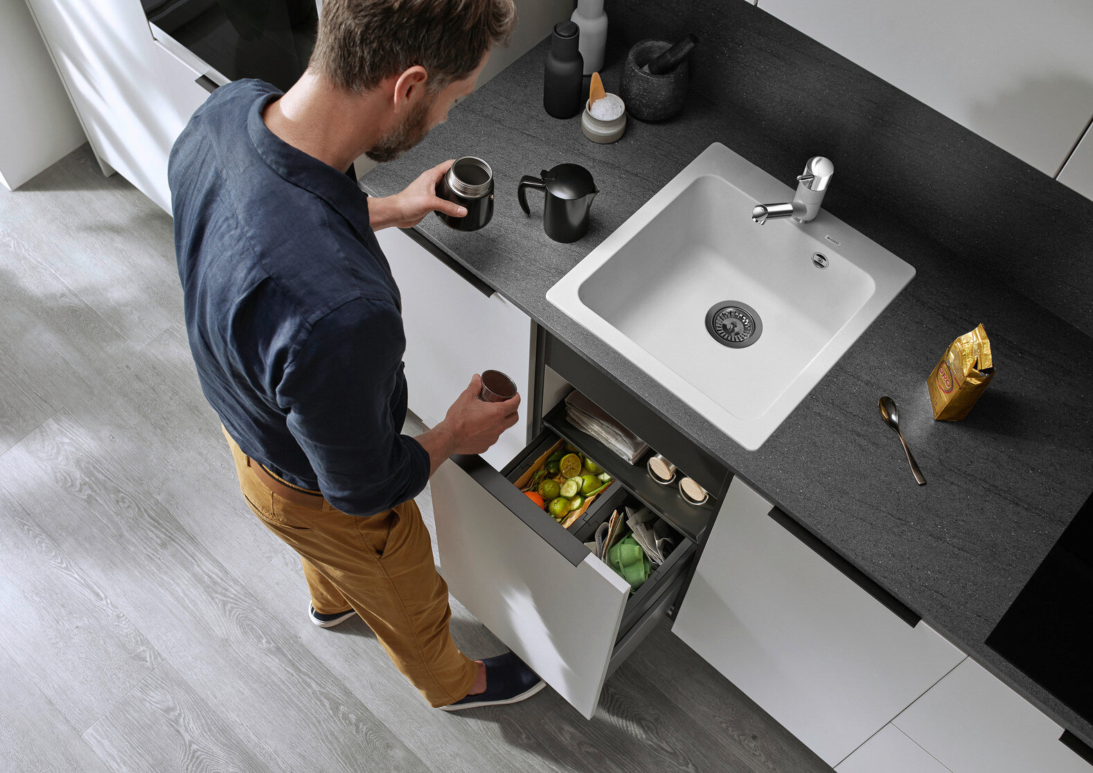 Кухонная мойка Blanco Naya 45 темная скала - фото №7