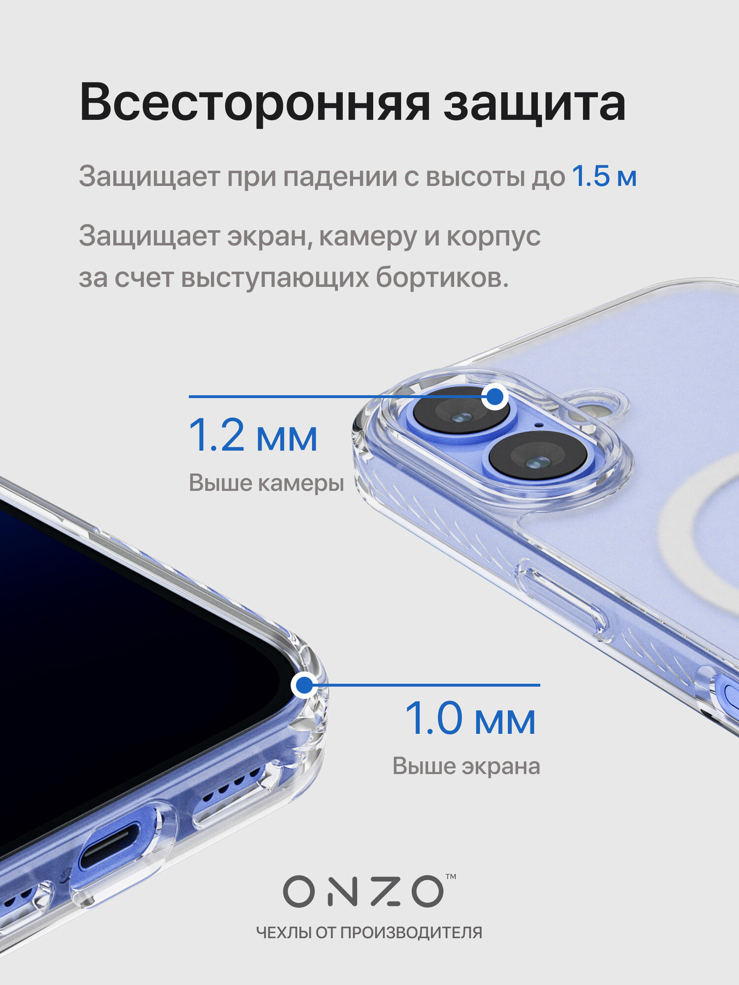Прозрачный чехол Magsafe для iPhone 16 / Матовый бампер на Айфон 16 с ребристыми гранями — фото 1