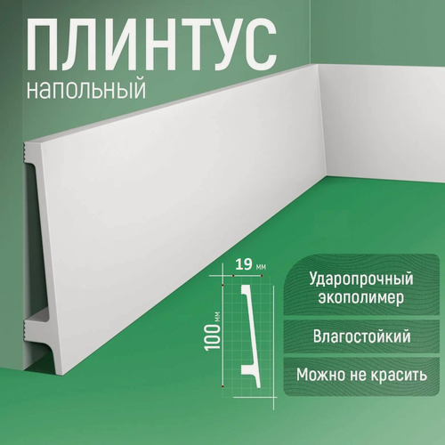 Изображение товара Плинтус ударопрочный 2шт.100х19х1750мм Экополимер EVROPLINT VR003
