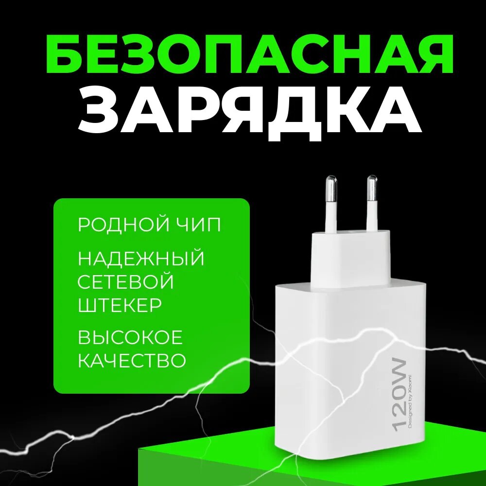 Блок зарядки для Samsung 120W USB-Type-C Type-C / быстрая зарядка, Adapter Белый — фото 1