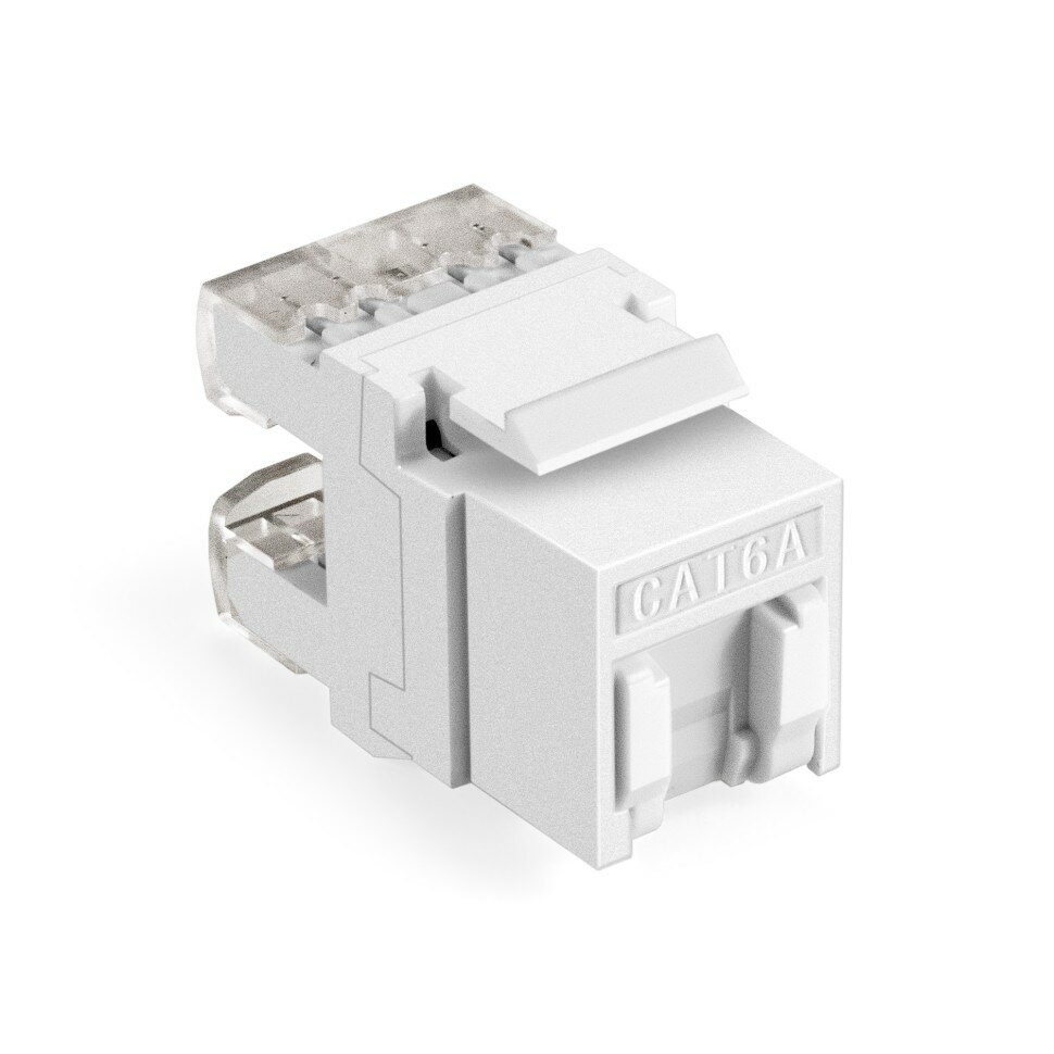 Модуль-вставка Keystone Jack RJ-45 ExeGate KJ-8P8C-U-C6A-180SH-Dual (Кат.6A, неэкранированная, 180 градусов, со шторками, IDC Krone/110) (EX297264RUS)