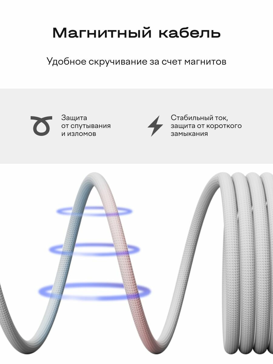 Магнитный кабель type-c 2.4м 240Вт — фото 1