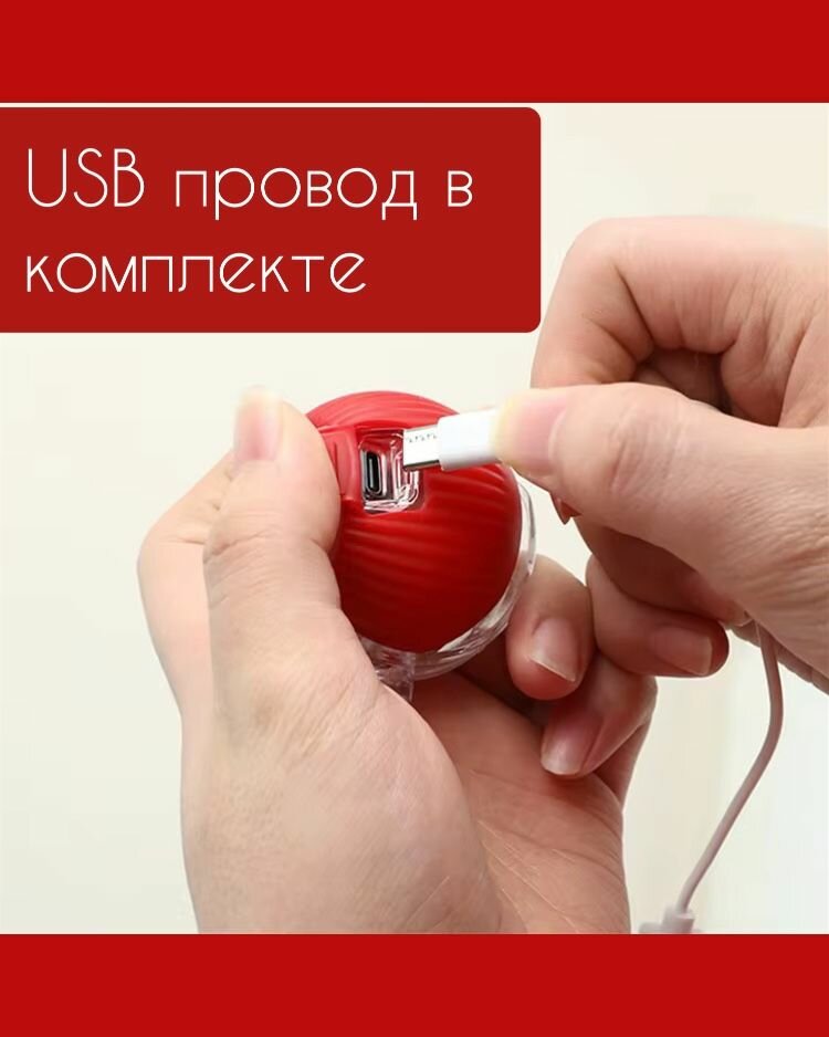 Мяч для кошек "Умный мяч", интерактивный, светящийся, красный, пластиковый, в коробке — фото 1
