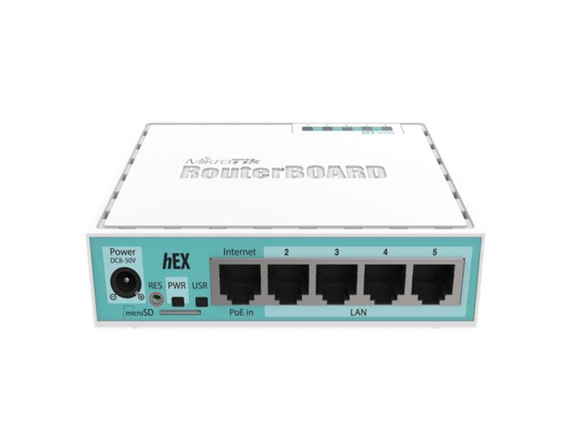 Маршрутизатор маршрутизатор/ hEX 5x Gigabit Ethernet, Dual Core 880MHz CPU, 256MB RAM, USB, microSD, RouterOS L4