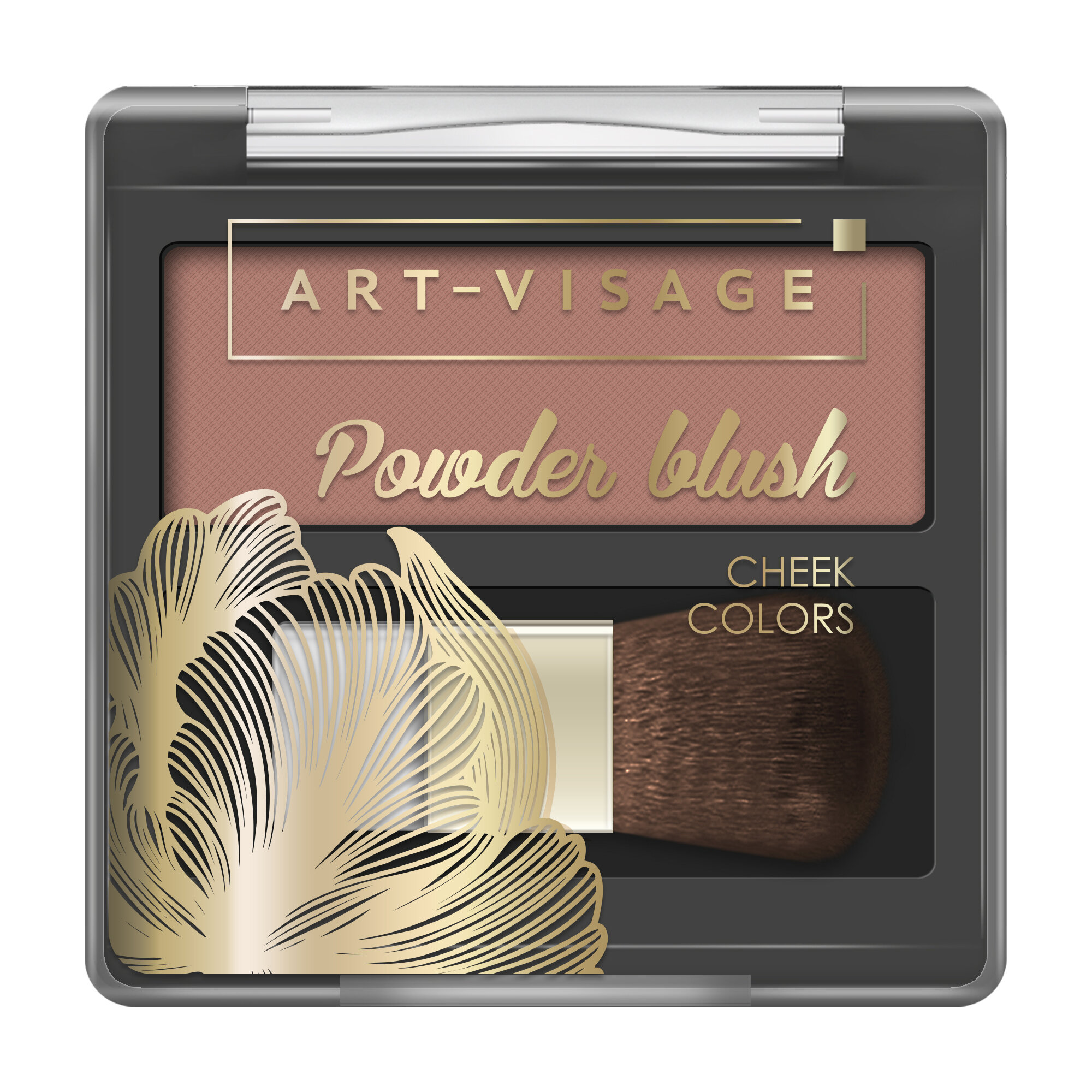 ART-VISAGE Румяна компактные с кисточкой "POWDER BLUSH", 303 cacao