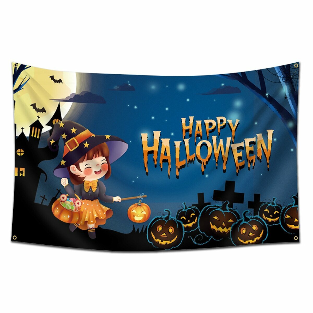 Искусственный гобелен с флагом Happys Halloweens, аниме, настенное украшение для спальни и гостиной 90x150 см
