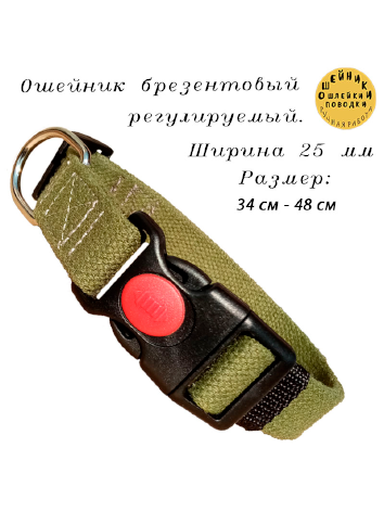 Ошейник для собак брезентовый средних и крупных пород. Ширина 25 мм.
