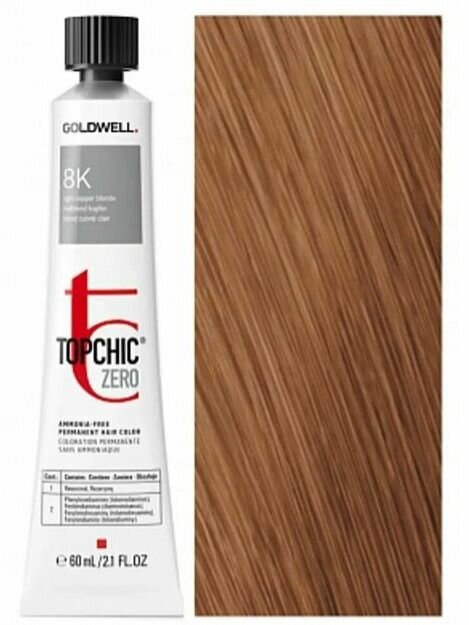 Goldwell Topchic Zero - Безаммиачная стойка краска для волос 8K светло-медный блонд 60 мл