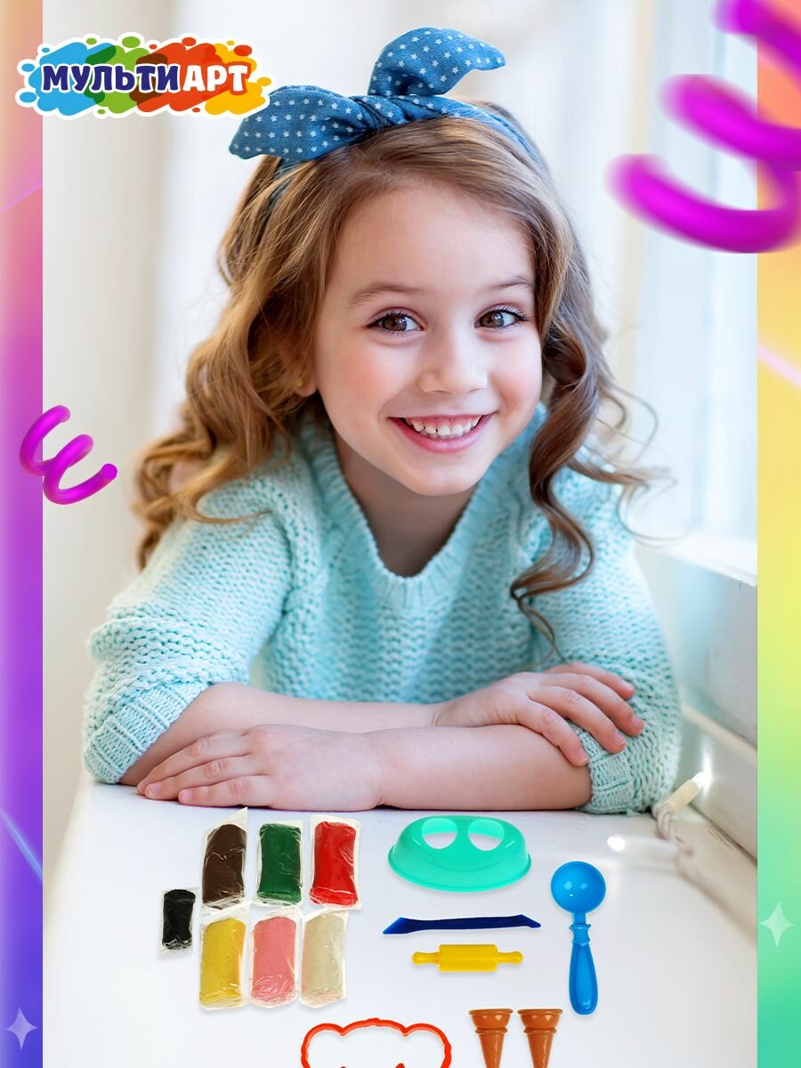 Набор для детей с тестом для лепки и формочками мороженое для Чебурашки мульти АРТ — фото 1